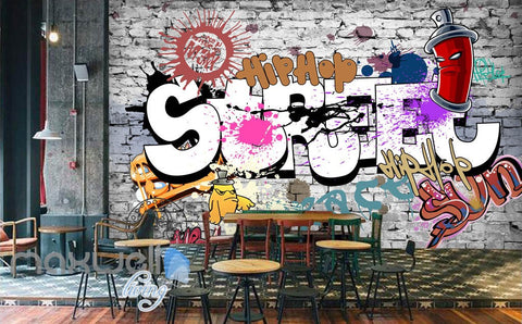 Image of 3D Graffiti Street Hiphop Brick Wall Murals Wallpaper Wall Art Decals Decor IDCWP-TY-000116