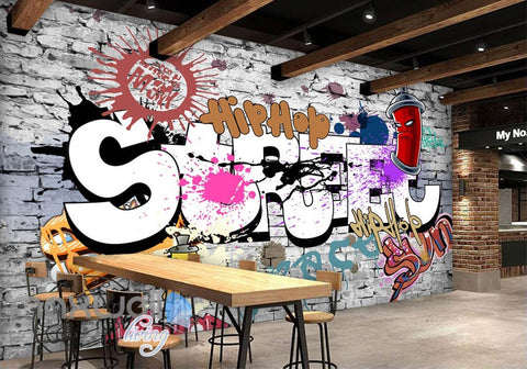 Image of 3D Graffiti Street Hiphop Brick Wall Murals Wallpaper Wall Art Decals Decor IDCWP-TY-000116