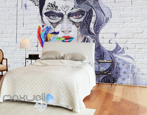3D Graffiti Punk Queen Brick Wall Murals Wallpaper Wall Art Decals Decor IDCWP-TY-000119