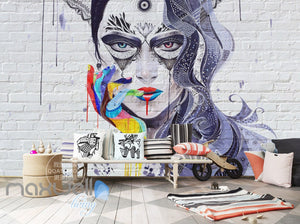 3D Graffiti Punk Queen Brick Wall Murals Wallpaper Wall Art Decals Decor IDCWP-TY-000119