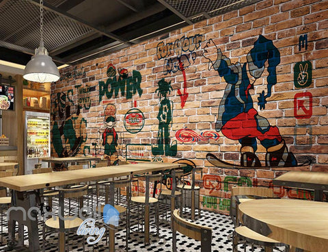 Image of 3D Graffiti Sports Boy Bricks Wall Murals Wallpaper Wall Art Decals Decor IDCWP-TY-000121