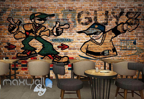 Image of 3D Graffiti Unusaual Guy Bricks Wall Murals Wallpaper Wall Art Decals Decor IDCWP-TY-000122