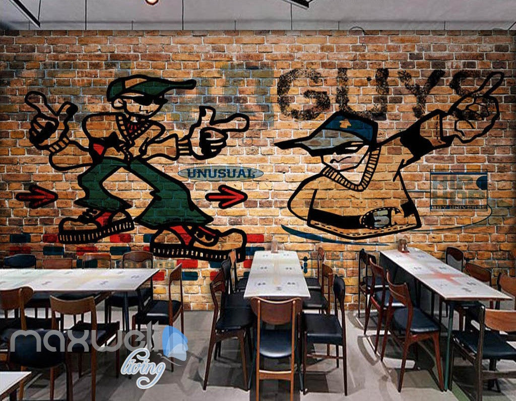 3D Graffiti Unusaual Guy Bricks Wall Murals Wallpaper Wall Art Decals Decor IDCWP-TY-000122