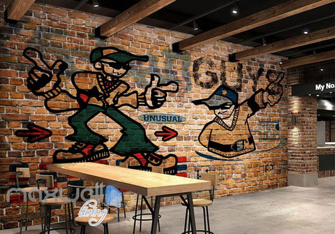 Image of 3D Graffiti Unusaual Guy Bricks Wall Murals Wallpaper Wall Art Decals Decor IDCWP-TY-000122