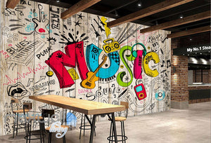 3D Graffiti Music Color Board Wall Murals Wallpaper Wall Art Decals Decor IDCWP-TY-000127