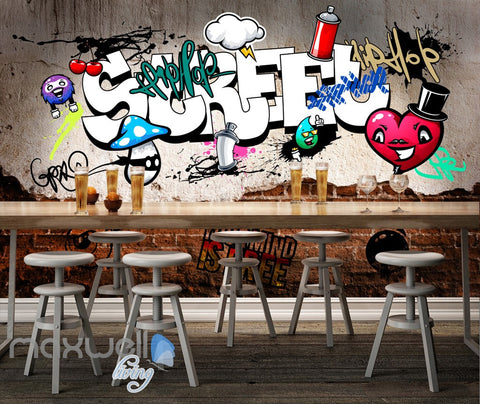Image of 3D Graffiti Street Heart Cherry Wall Murals Wallpaper Wall Art Decals Decor IDCWP-TY-000130
