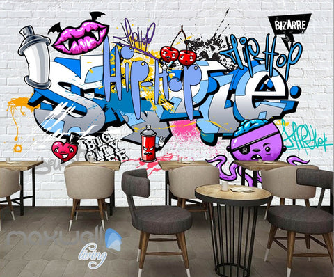 3D Graffiti Devil Lips Hiphop Wall Murals Wallpaper Wall Art Decals Decor IDCWP-TY-000131