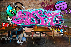 3D Graffiti Pink Letters Octopus Wall Murals Wallpaper Wall Art Decals Decor IDCWP-TY-000138