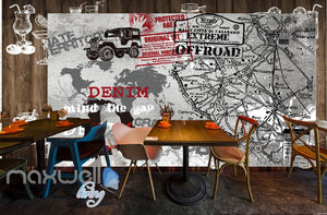 3D Retro Graffiti Denim Offroad Stamp Wall Murals Wallpaper Wall Art Decals Decor IDCWP-TY-000140