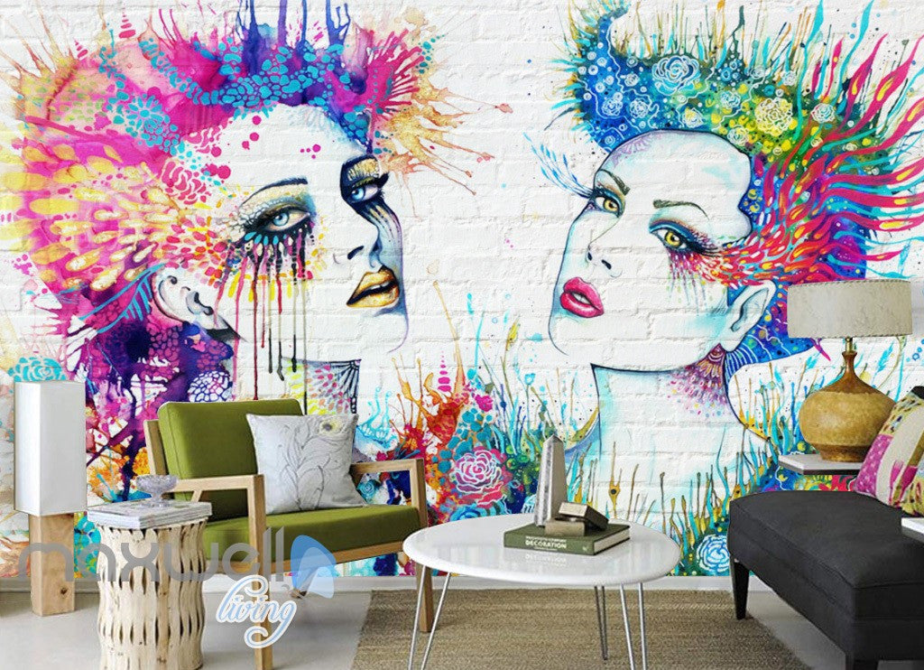3D Graffiti Paint Women Bricks Wall Murals Wallpaper Wall Art Decals Decor IDCWP-TY-000141