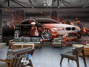 3D Graffiti Racing Car Fire Wall Murals Wallpaper Wall Art Decals Decor IDCWP-TY-000144