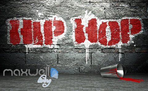 Image of 3D Graffiti Large Red Hip Hop Wall Murals Wallpaper Wall Art Decals Decor IDCWP-TY-000145