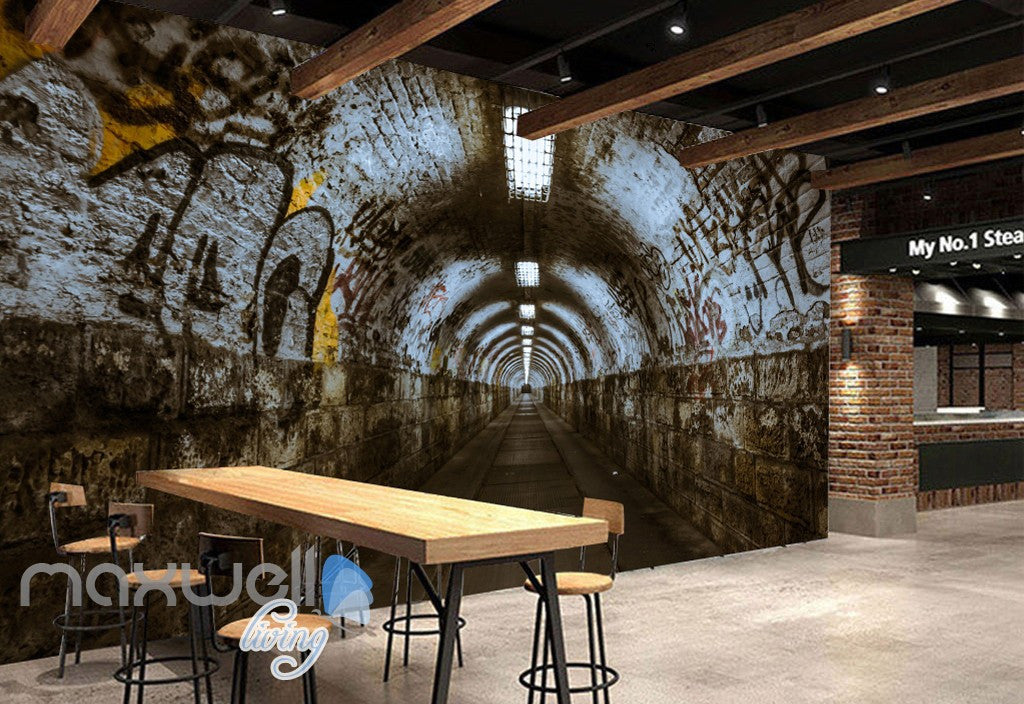 3D Graffiti Underground Tunnel Long Wall Murals Wallpaper Wall Art Decals Prints IDCWP-TY-000150