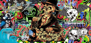 3D Graffiti Mr. Skull Bat Wall Mural Wallpaper Art Decals Prints Decor IDCWP-TY-000158