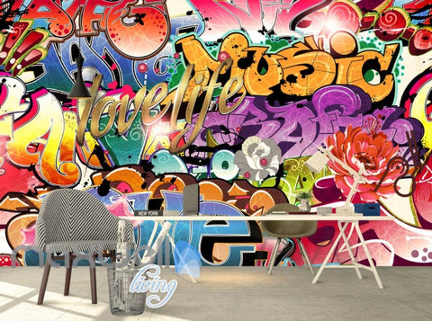 Image of 3D Graffiti Fashion Style Life Love Art Wall Murals Wallpaper Decals Print Decor IDCWP-TY-000165