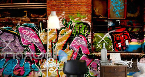 Image of 3D Graffiti Big Eye Theme Letter Words Wall Murals Wallpaper Decals Prints Decor IDCWP-TY-000170