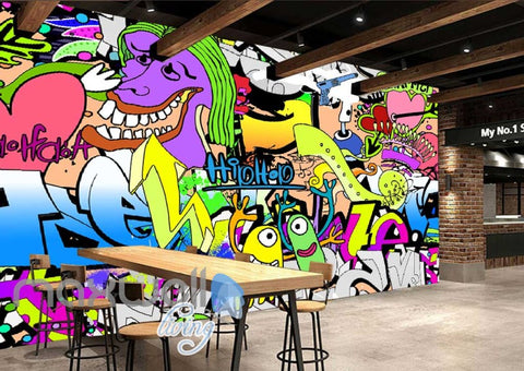 Image of 3D Graffiti Hiphop Abstract Street Art Wall Murals Wallpaper Decals Prints Decor IDCWP-TY-000173