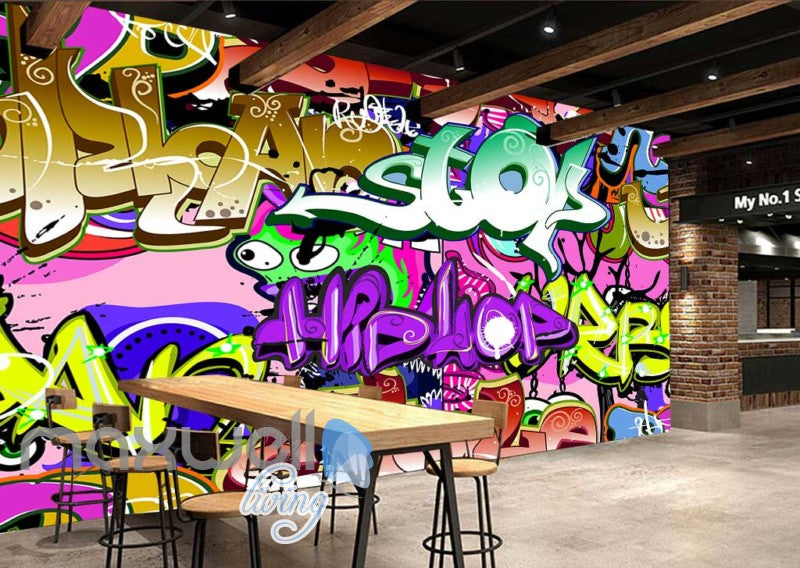 3D Graffiti Hiphop Stop Color Letter Wall Murals Wallpaper Decals Prints Decor IDCWP-TY-000174