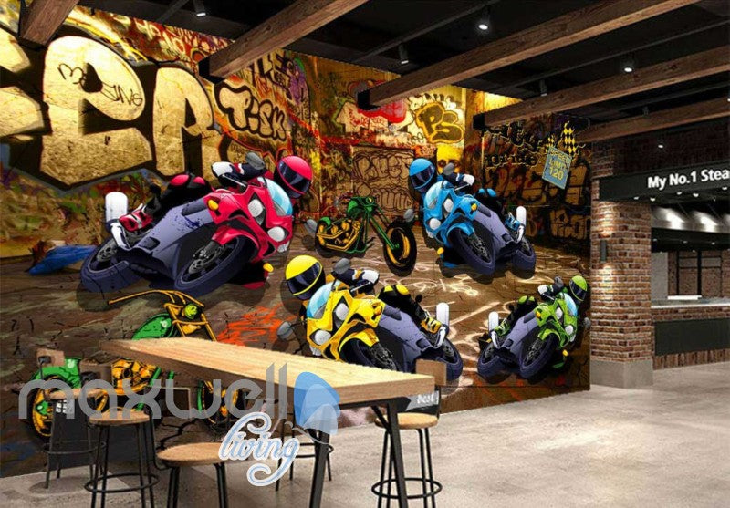 3D Graffiti Motorbike Speed Street Art Wall Murals Wallpaper Decals Prints Decor IDCWP-TY-000181