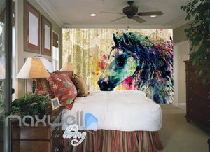 3D Graffiti Watercolor Horse Urban Art Wall Murals Wallpaper Decals Print Decor IDCWP-TY-000183