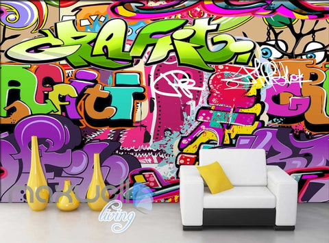 Image of 3D Graffiti Eyes Abbstract Letters Art Wall Murals Wallpaper Decals Print Decor IDCWP-TY-000185
