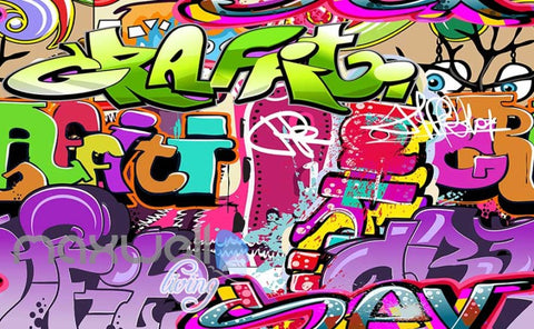 Image of 3D Graffiti Eyes Abbstract Letters Art Wall Murals Wallpaper Decals Print Decor IDCWP-TY-000185