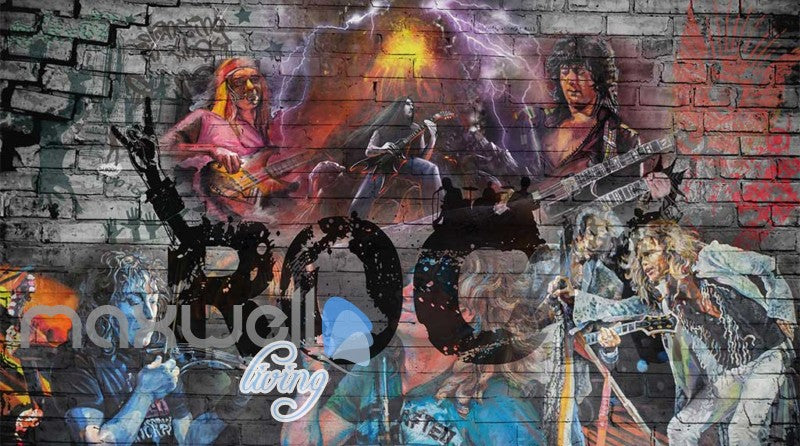 3D Graffiti Band Roc Brick Street Art Wall Murals Wallpaper Decals Print Decor IDCWP-TY-000186