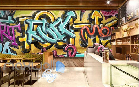 Image of 3D Graffiti RnB Rock Word Street Art Wall Murals Wallpaper Decals Prints Decor IDCWP-TY-000188