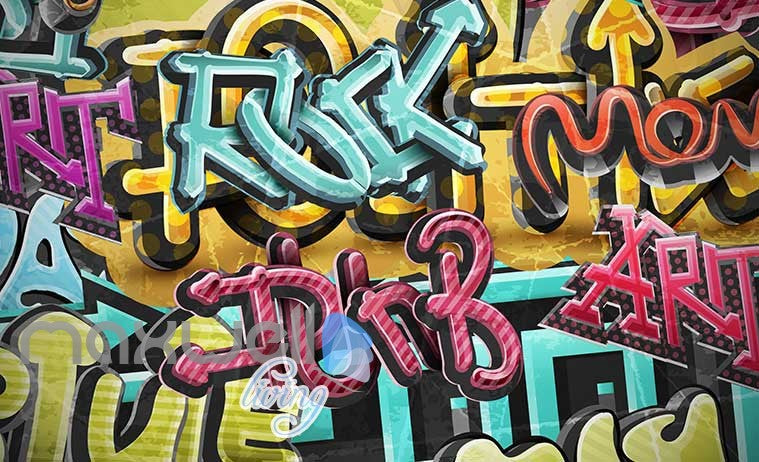 3D Graffiti RnB Rock Word Street Art Wall Murals Wallpaper Decals Prints Decor IDCWP-TY-000188