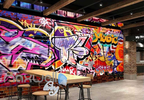 Image of 3D Graffiti Music Colorful Street Art Wall Murals Wallpaper Decals Prints Decor IDCWP-TY-000190