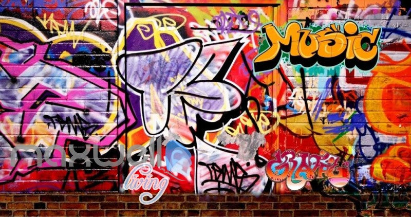 3D Graffiti Music Colorful Street Art Wall Murals Wallpaper Decals Prints Decor IDCWP-TY-000190