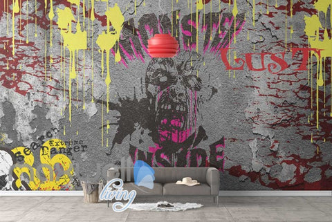 Image of 3D Graffiti Monster inside Horror Hollowen Art Wall Murals Wallpaper Decal Print IDCWP-TY-000206