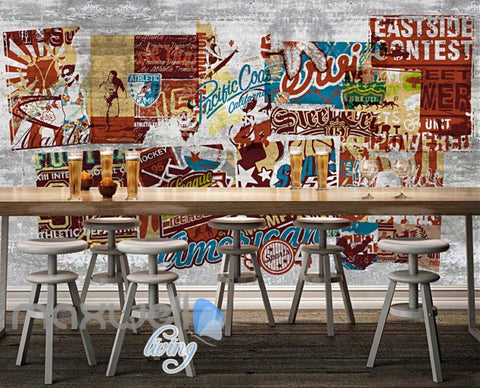 Image of 3D Graffiti Vintage Poster American Street Art Wall Murals Wallpaper Decal Print IDCWP-TY-000207