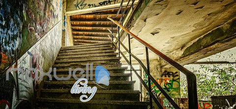Image of 3D Graffiti Step Stair Abandoned Building Art Wall Murals Wallpaper Decals Print IDCWP-TY-000209