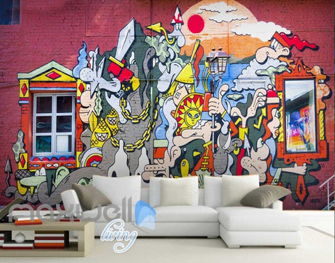 Image of 3D Graffiti Window Castle Sun Cloud Art Wall Murals Wallpaper Decals Print Decor IDCWP-TY-000221