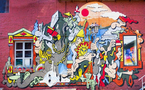 3D Graffiti Window Castle Sun Cloud Art Wall Murals Wallpaper Decals Print Decor IDCWP-TY-000221