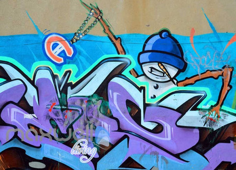 Image of 3D Graffiti Snow Man Letter Street Art Wall Murals Wallpaper Decals Prints Decor IDCWP-TY-000231