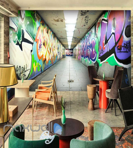 Image of 3D Graffiti Underground Letters Art Wall Murals Wallpaper Decals Prints Decor IDCWP-TY-000233