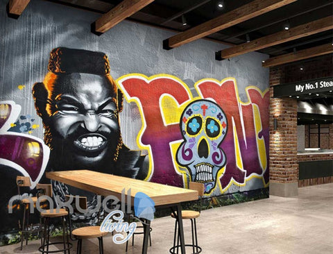 Image of 3D Graffiti Sugar Skull Cool Man Art Wall Murals Wallpaper Decals Prints Decor IDCWP-TY-000234