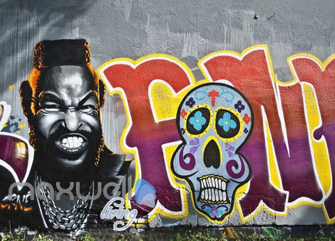 Image of 3D Graffiti Sugar Skull Cool Man Art Wall Murals Wallpaper Decals Prints Decor IDCWP-TY-000234