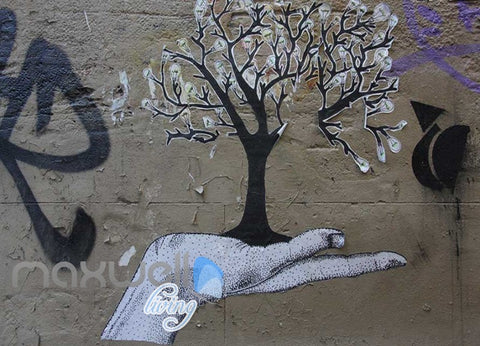 Image of 3D Graffiti Hand Bulb Tree Street Art Wall Murals Wallpaper Decals Prints Decor IDCWP-TY-000235