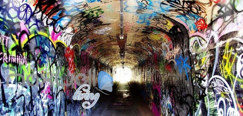 Image of 3D Graffiti Tunnel Paint Street Art Wall Murals Wallpaper Decals Prints Decor IDCWP-TY-000256
