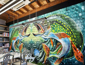 3D Graffiti Giant Eels Water Street Art Wall Murals Wallpaper Decals Print Decor IDCWP-TY-000270