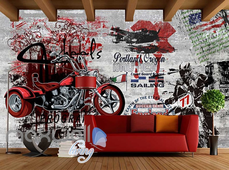 3D Graffiti Motorbike Soccer Team Art Wall Murals Wallpaper Decals Prints Decor IDCWP-TY-000276