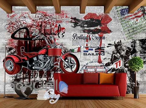Image of 3D Graffiti Motorbike Soccer Team Art Wall Murals Wallpaper Decals Prints Decor IDCWP-TY-000276