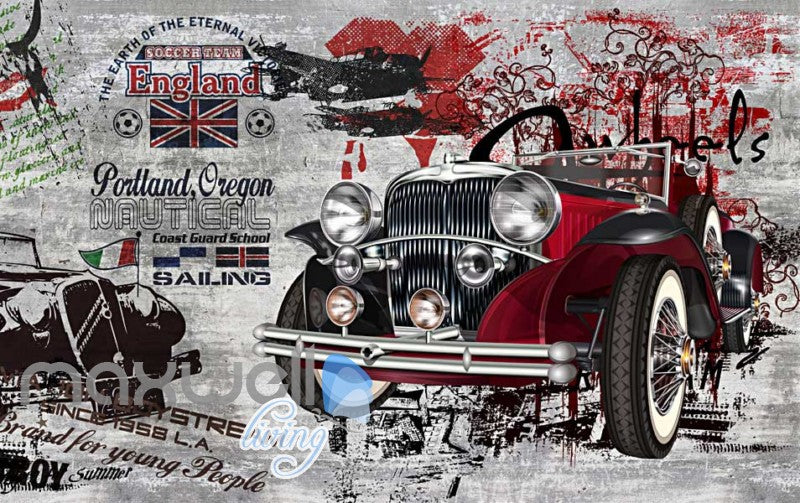 3D Graffiti Vintage Car interior Art Wall Murals Wallpaper Decals Prints Decor IDCWP-TY-000277