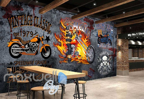 Image of 3D Graffiti Vintage Classic Speedway Wall Murals Wallpaper Decals Prints Decor IDCWP-TY-000278