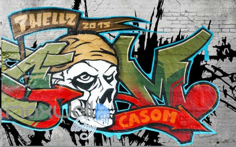 Image of 3D Graffiti Skull Monster Street Art Wall Murals Wallpaper Decals Prints Decor IDCWP-TY-000279