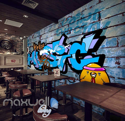 Image of 3D Graffiti Hiphop Music Eyeball Chicken Wall Mural Wallpaper Decals Print Decor IDCWP-TY-000285