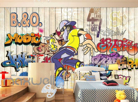 Image of 3D Graffiti Music Love Dance Street Art Wall Murals Wallpaper Decals Print Decor IDCWP-TY-000287